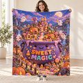 Cauldron Candy Village blanket, held open