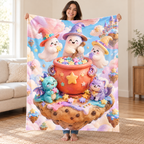 Marshmallow Cloud Kitchen blanket, held open