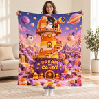Candy Corn Observatory blanket, held open