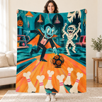 Midnight Monster Bowling blanket, held open