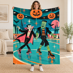 Monster Roller Rink blanket, held open