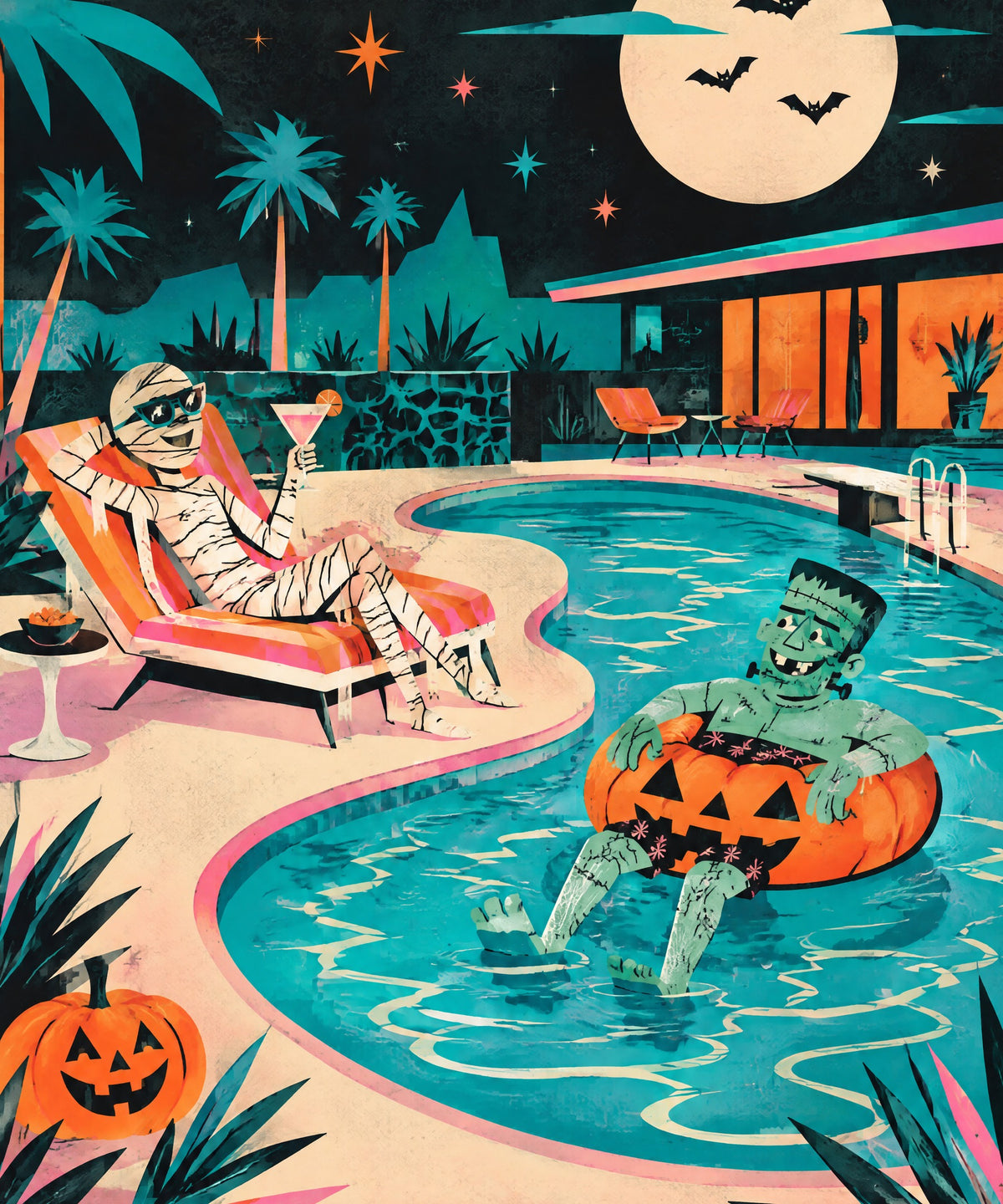 Monsters Pool Party blanket, full design