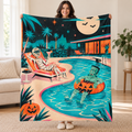 Monsters Pool Party blanket, held open