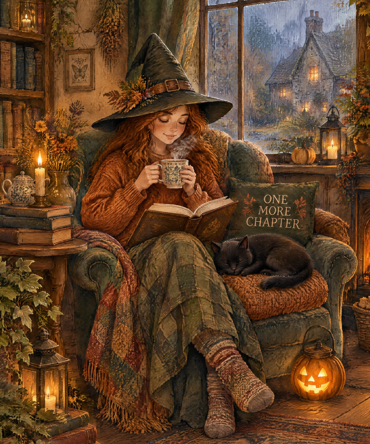 Rainy Window Reading blanket, full design