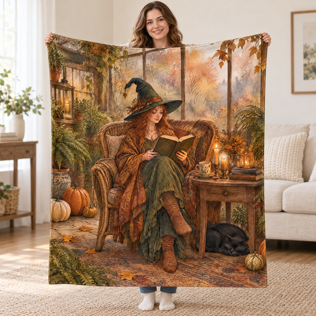 Greenhouse Reading Nook blanket, held open
