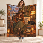 Cottage Bookshop Evening blanket, held open