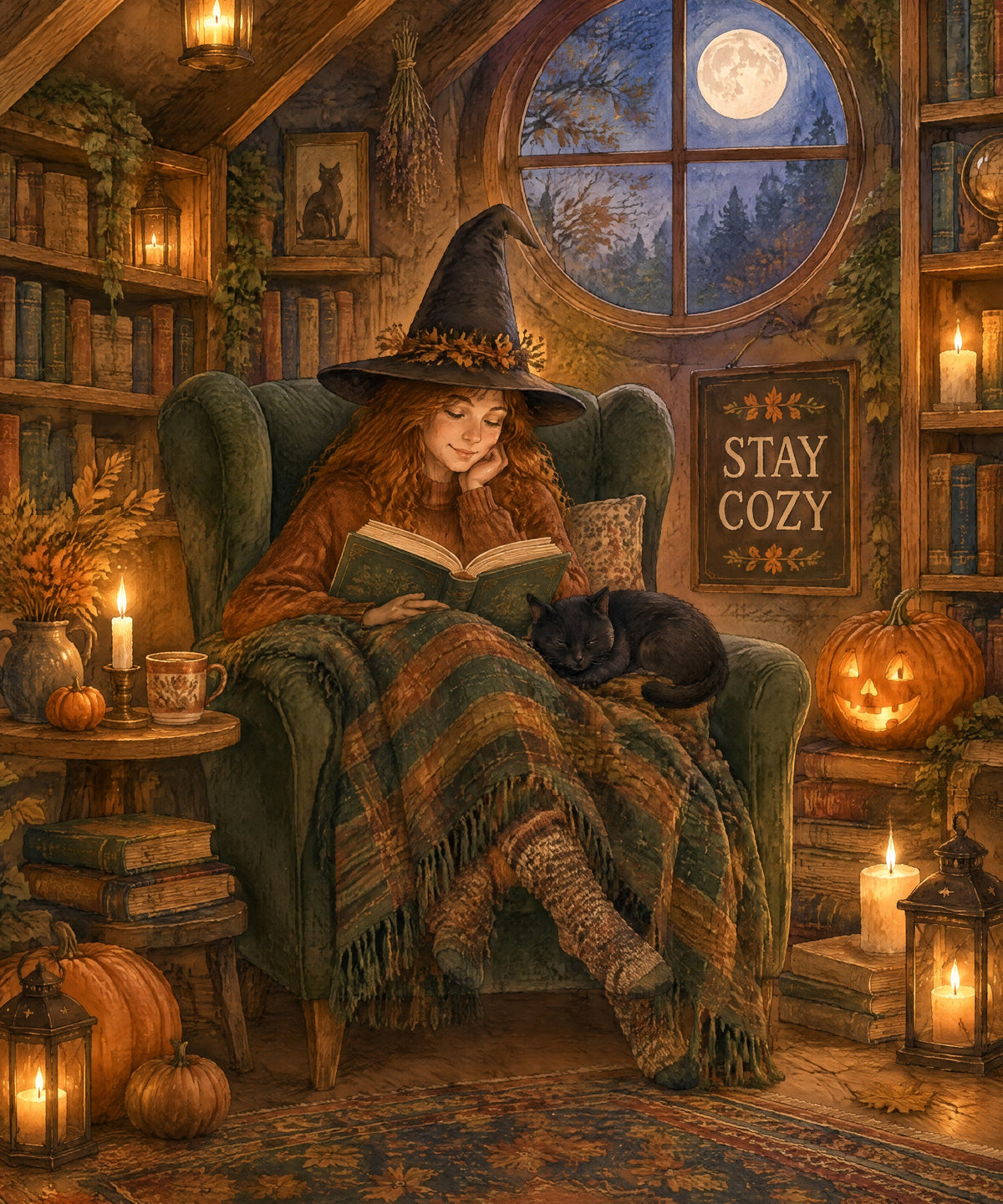Attic Library Moonlight blanket, full design