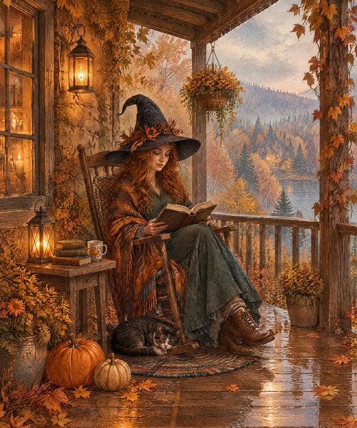 Autumn Porch Pages blanket, full design
