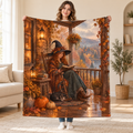 Autumn Porch Pages blanket, held open