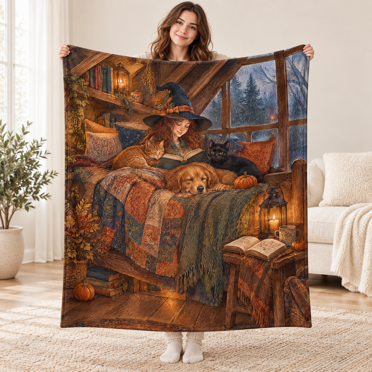 Cottage Loft Retreat blanket, held open