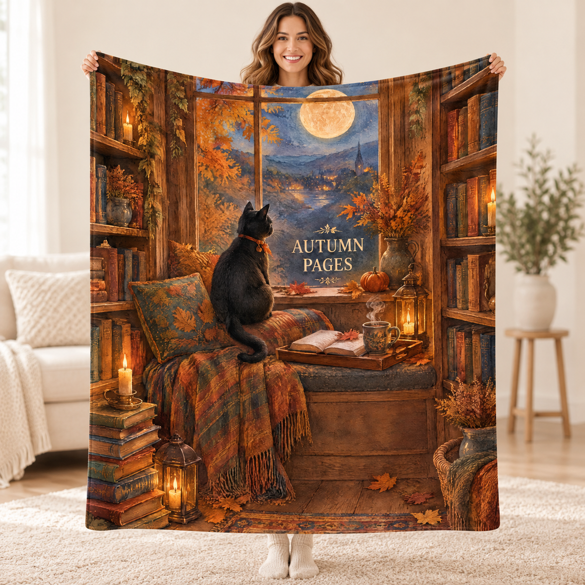 Twilight Reading Hour blanket, held open