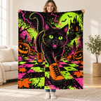 Black Cat Sneaker Club blanket, held open