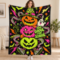 Pumpkin Lightning Riot blanket, held open
