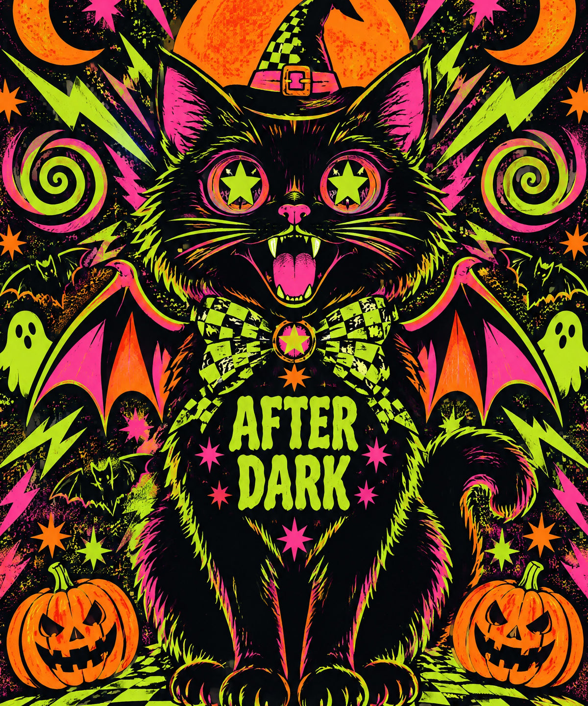 Midnight Cat Energy blanket, full design