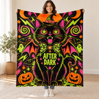 Midnight Cat Energy blanket, held open
