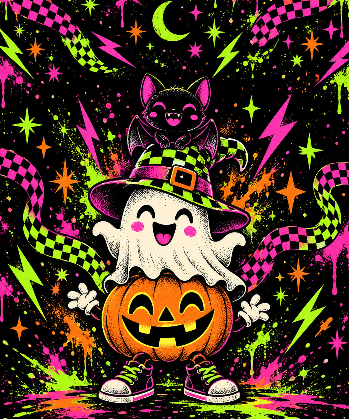 Halloween Neon Totem blanket, full design