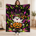 Halloween Neon Totem blanket, held open