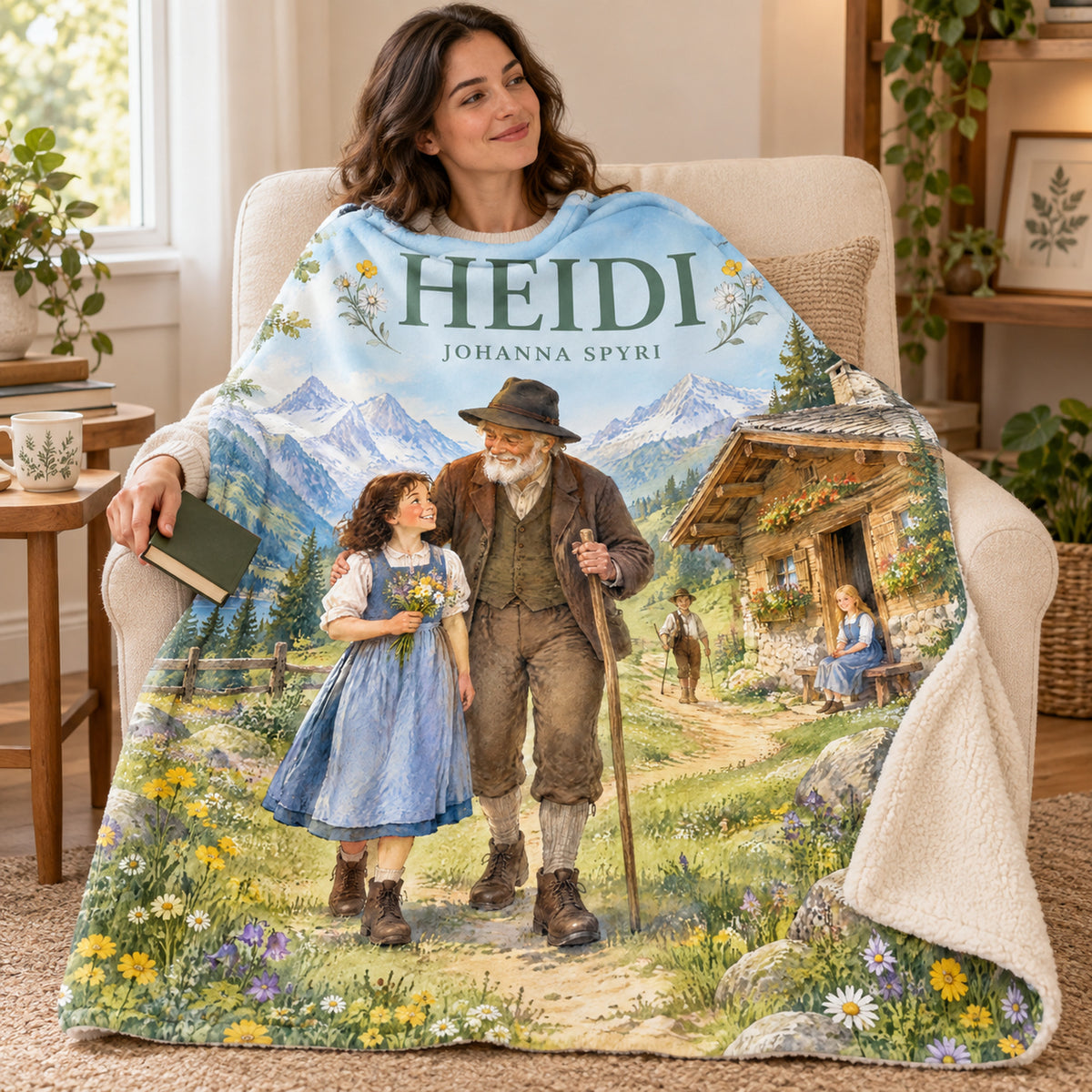 Heidi blanket, wrapped around a reader