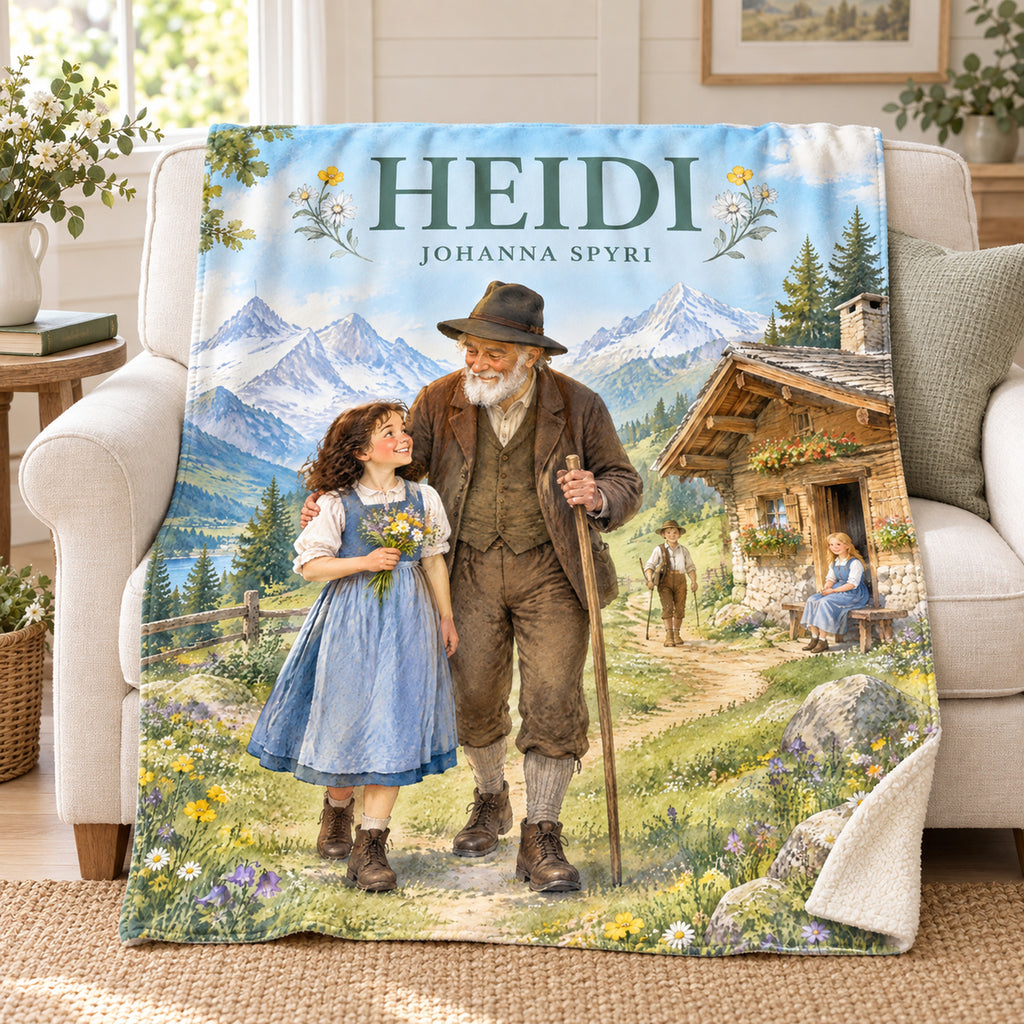 Heidi blanket, on a sofa