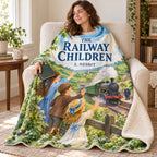The Railway Children blanket, wrapped around a reader