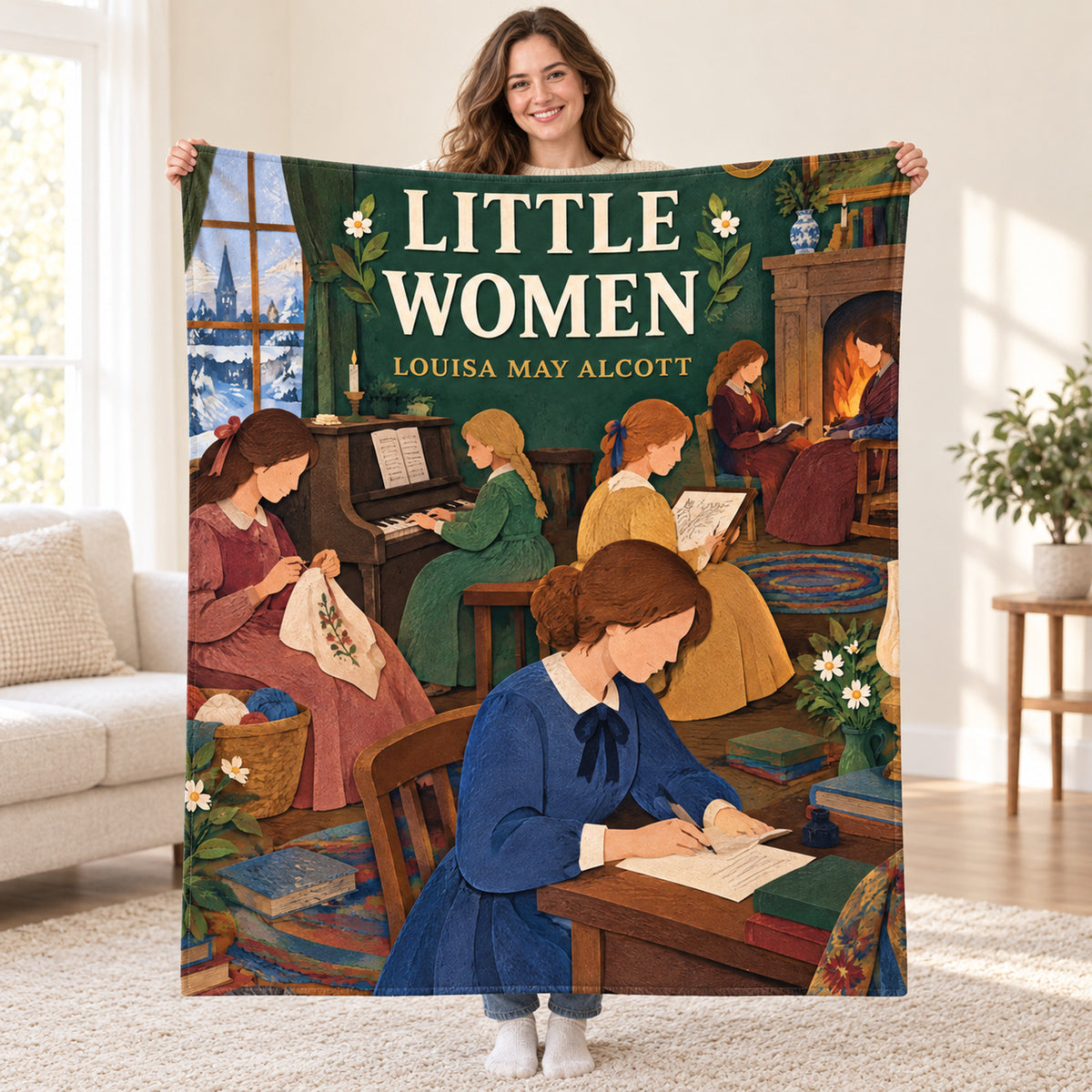 Little Women blanket, held open