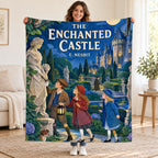 The Enchanted Castle blanket, held open