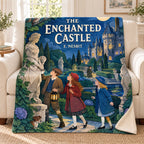 The Enchanted Castle blanket, on a sofa
