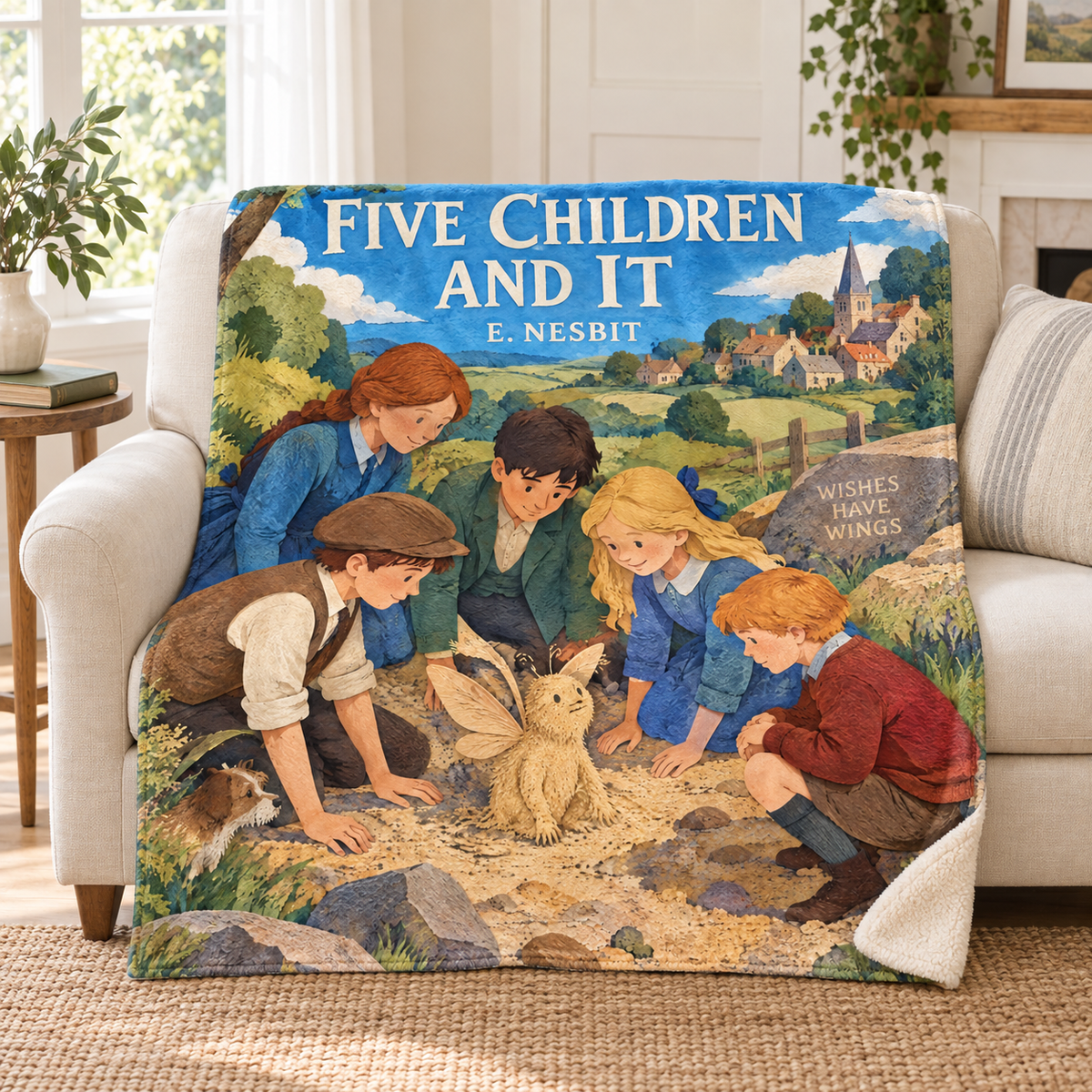 Five Children and It blanket, on a sofa