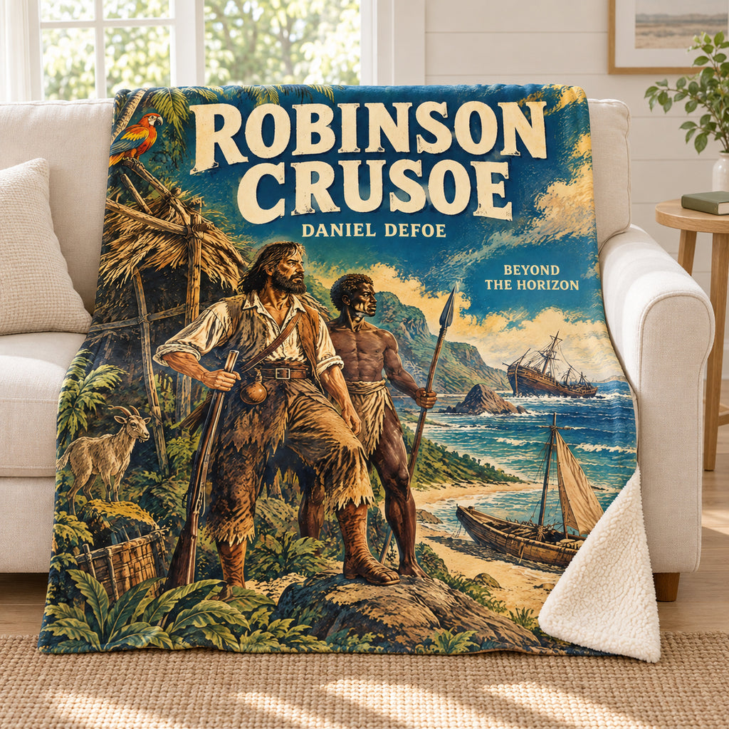 Robinson Crusoe blanket, on a sofa