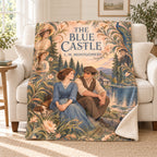 The Blue Castle blanket, on a sofa