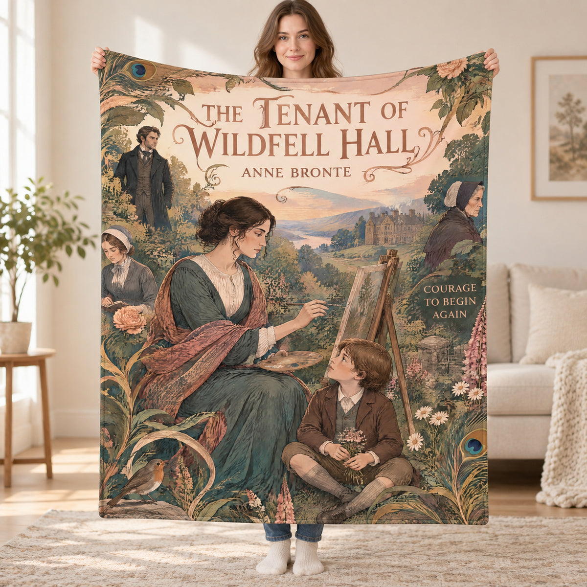 The Tenant of Wildfell Hall blanket, held open