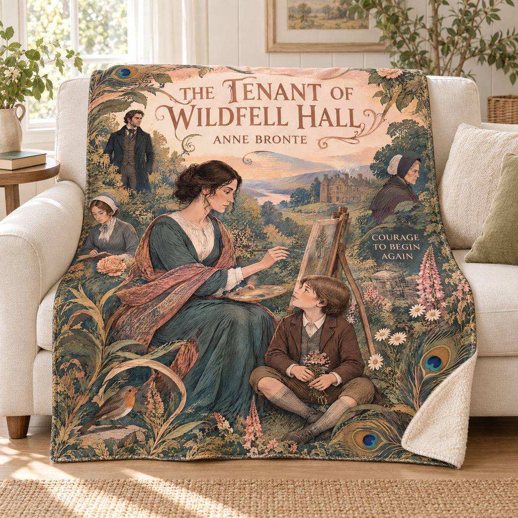The Tenant of Wildfell Hall blanket, on a sofa