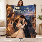 Pride and Prejudice blanket, held open