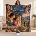 Sense and Sensibility blanket, held open