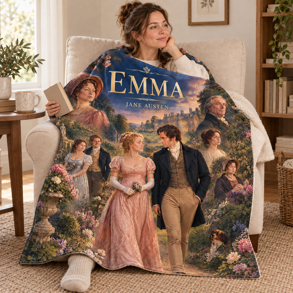 Emma blanket, wrapped around a reader