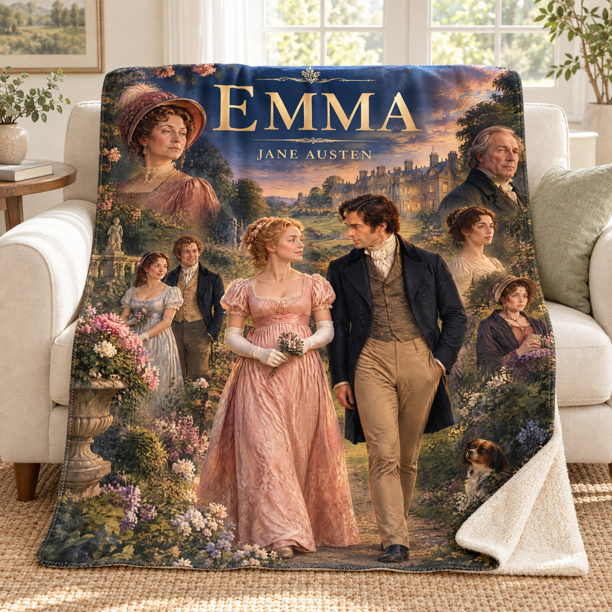 Emma blanket, on a sofa