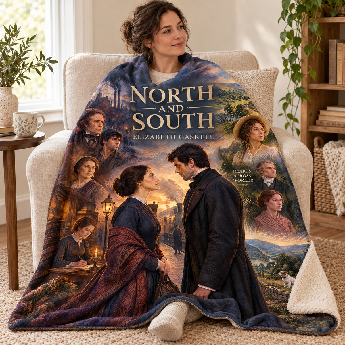 North and South blanket, wrapped around a reader