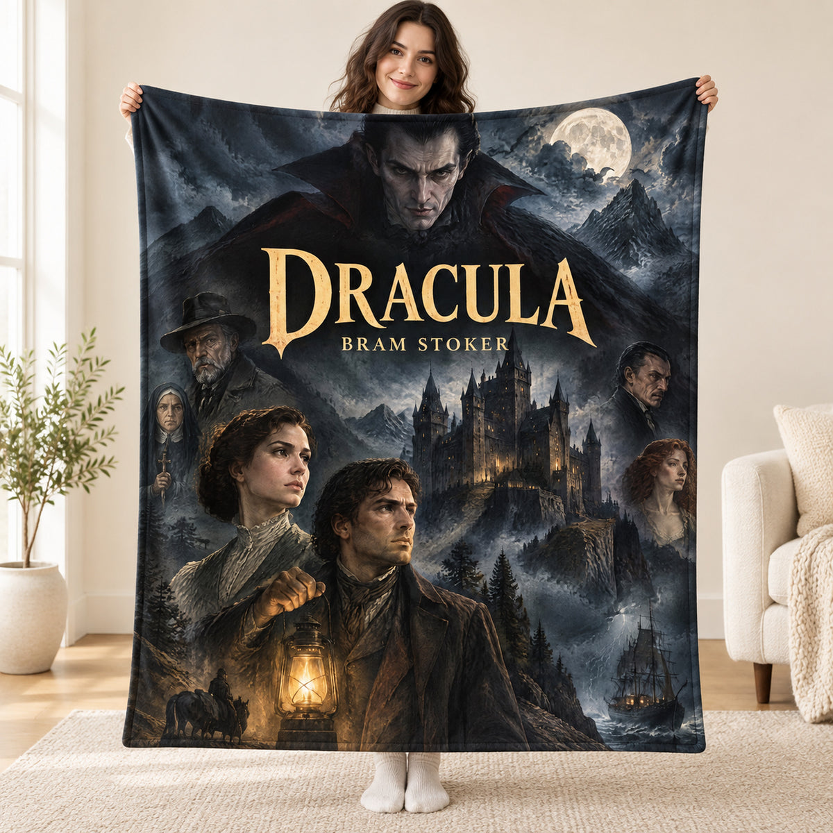 Dracula blanket, held open
