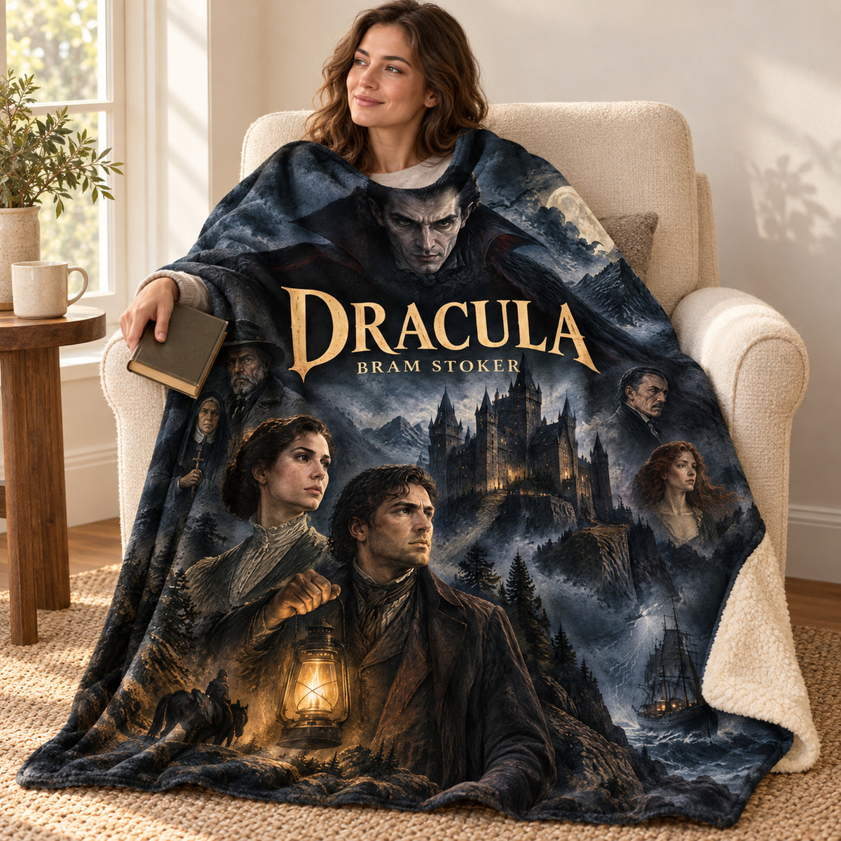 Dracula blanket, wrapped around a reader