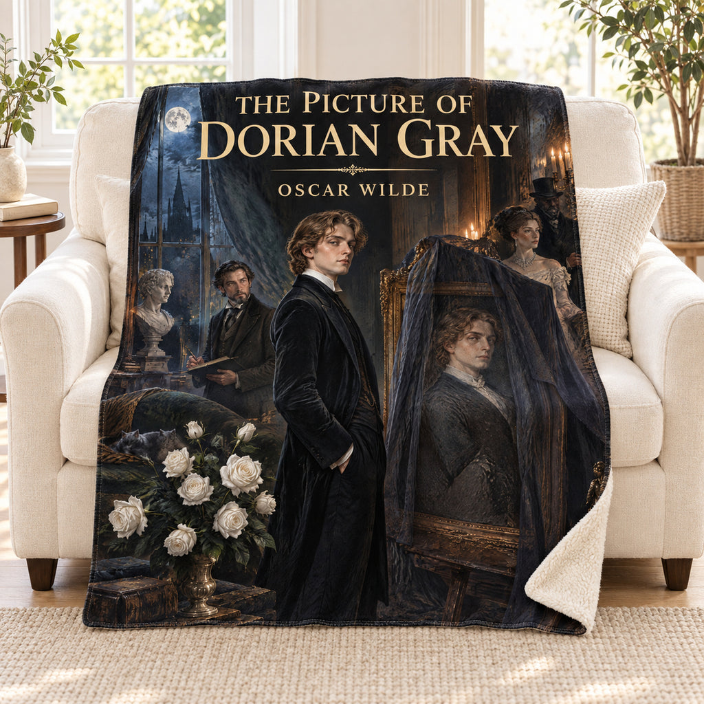 The Picture of Dorian Gray blanket, on a sofa