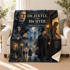 The Strange Case of Dr Jekyll and Mr Hyde blanket, on a sofa