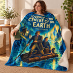 Journey to the Centre of the Earth blanket, wrapped around a reader