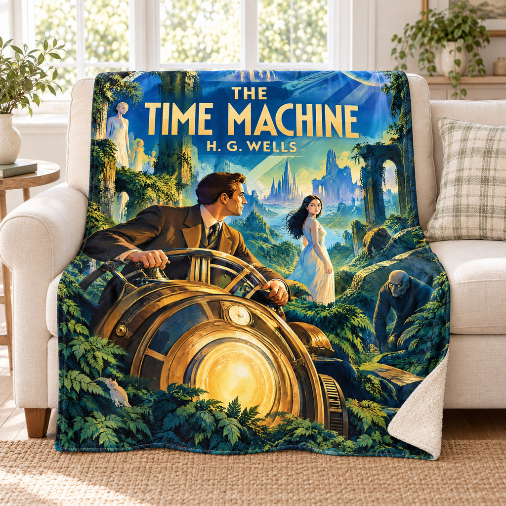 The Time Machine blanket, on a sofa