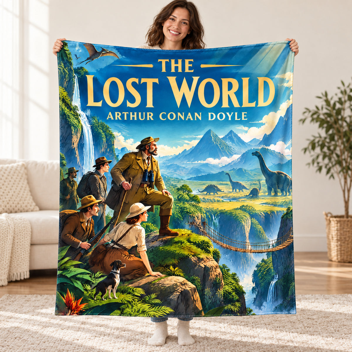 The Lost World blanket, held open