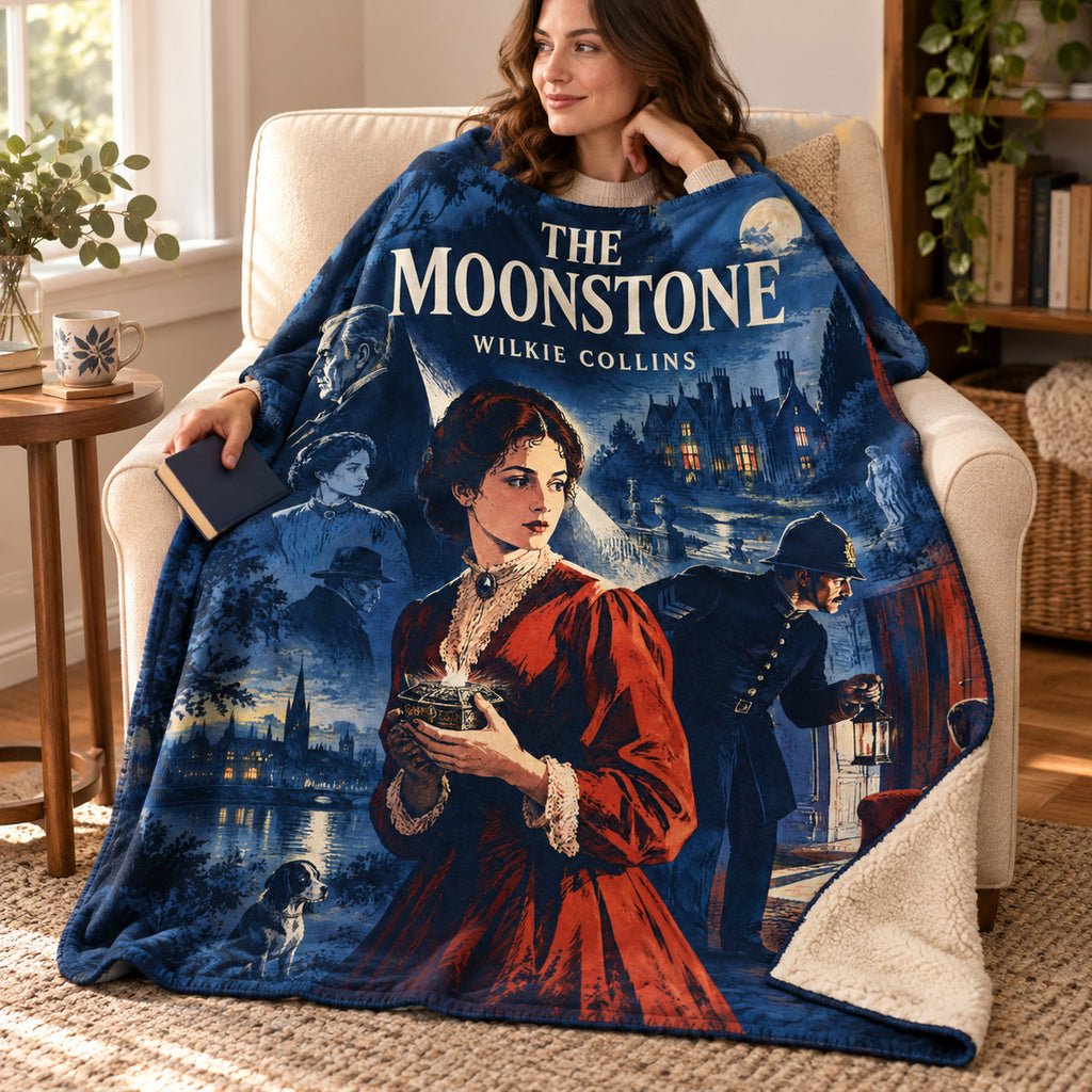 The Moonstone blanket, wrapped around a reader