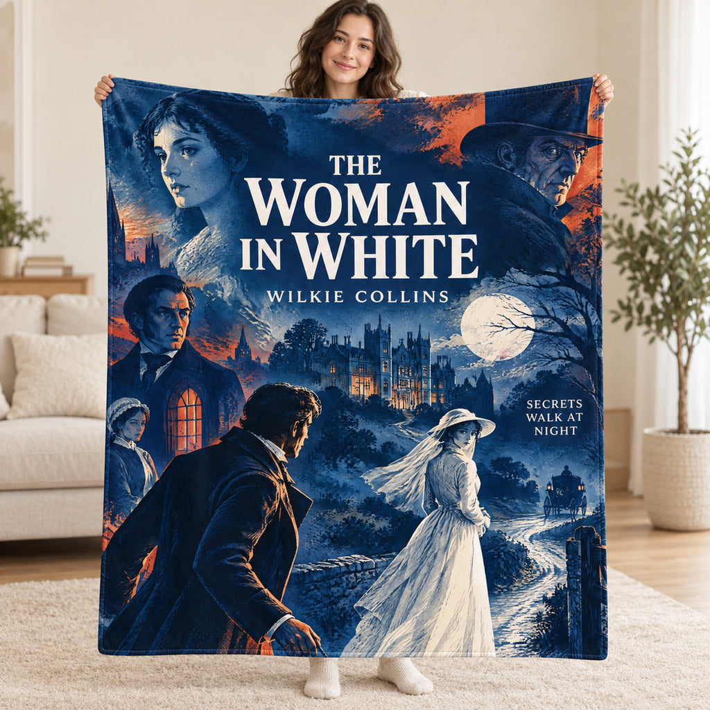 The Woman in White blanket, held open