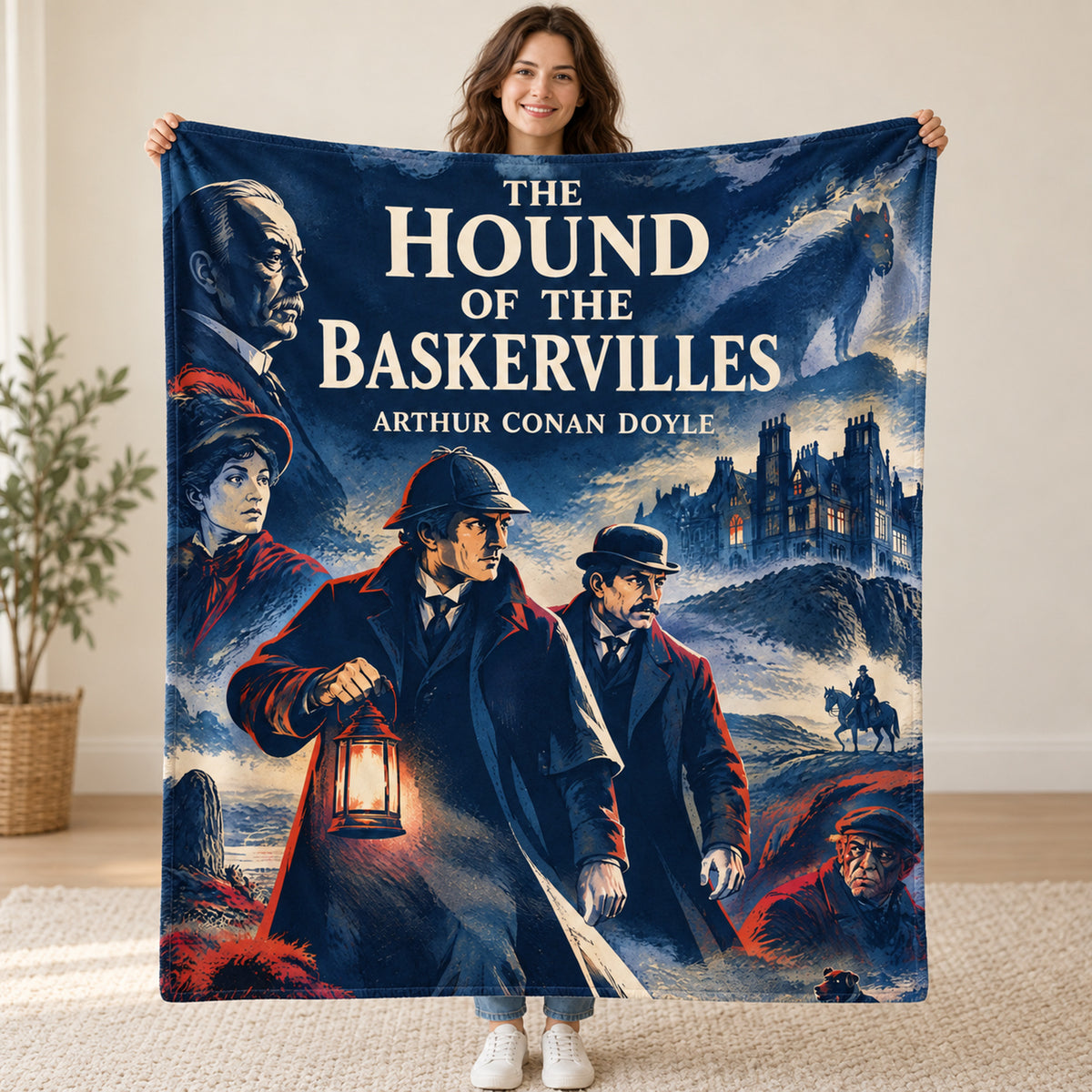 The Hound of the Baskervilles blanket, held open