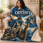 The Odyssey blanket, wrapped around a reader