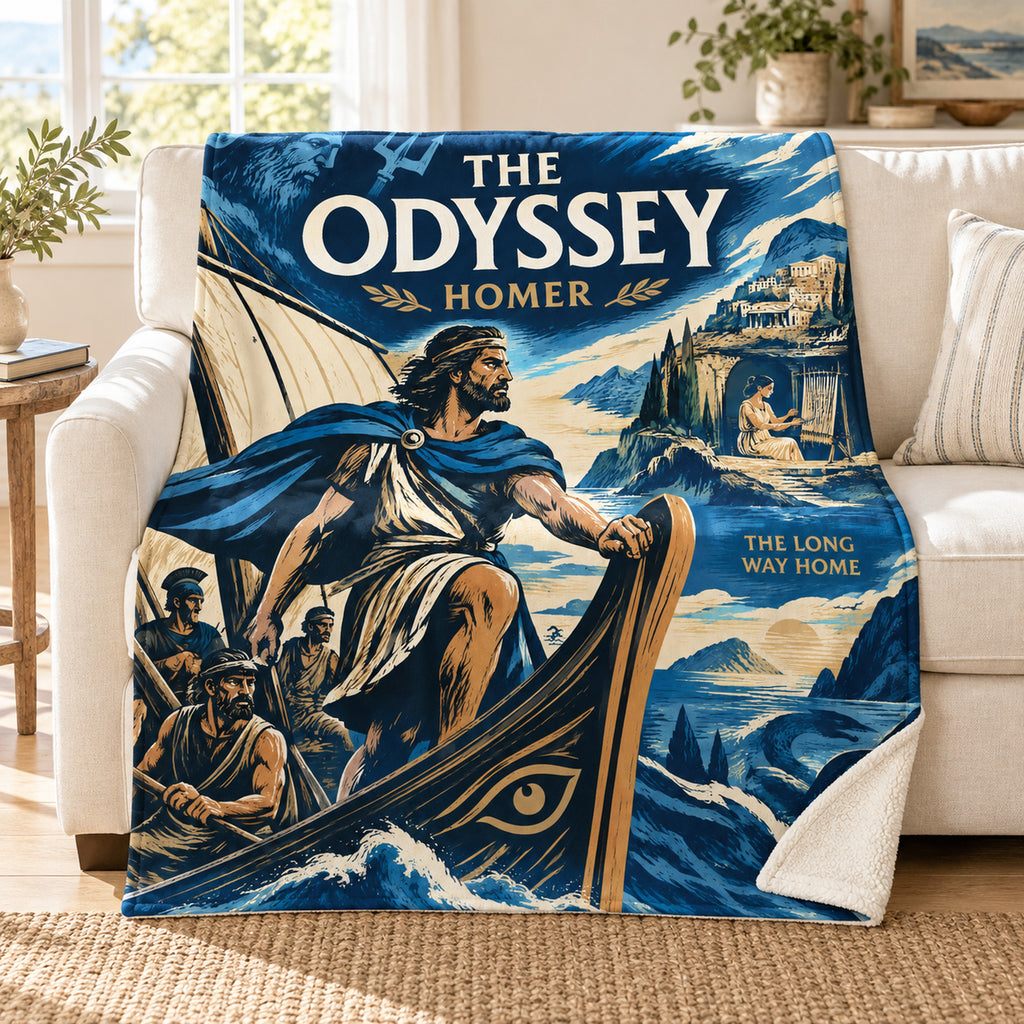 The Odyssey blanket, on a sofa