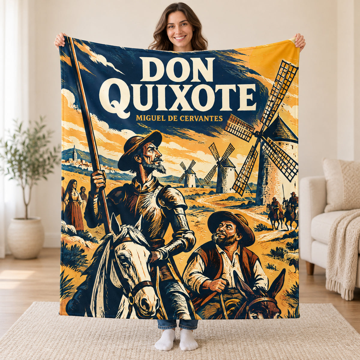 Don Quixote blanket, held open